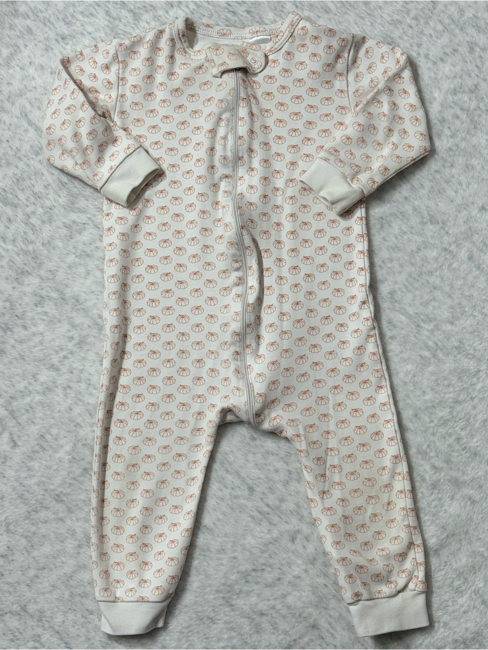 Lila & Hayes Pumpkin Pima Cotton Zip Sleeper 12-18M Baby Fall Ivory Neutral
